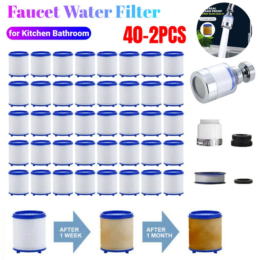 40-2PCS Faucet Water Filter Soften Hard Water Shower Head Bath Filtration Purifier Element Remove Chlorine Heavy Metals Filtered