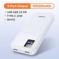 Tuodes Power Bank 20000mAh PD20W External Large Battery Capacity 22.5W Fast Charging Portable Charger For iPhone Samsung Xiaomi