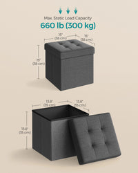 SONGMICS MAZIE Collection - 15 Inches Folding Storage Ottoman Bench, Ottoman Foot Rest, End of Bed Bench, Storage Chest