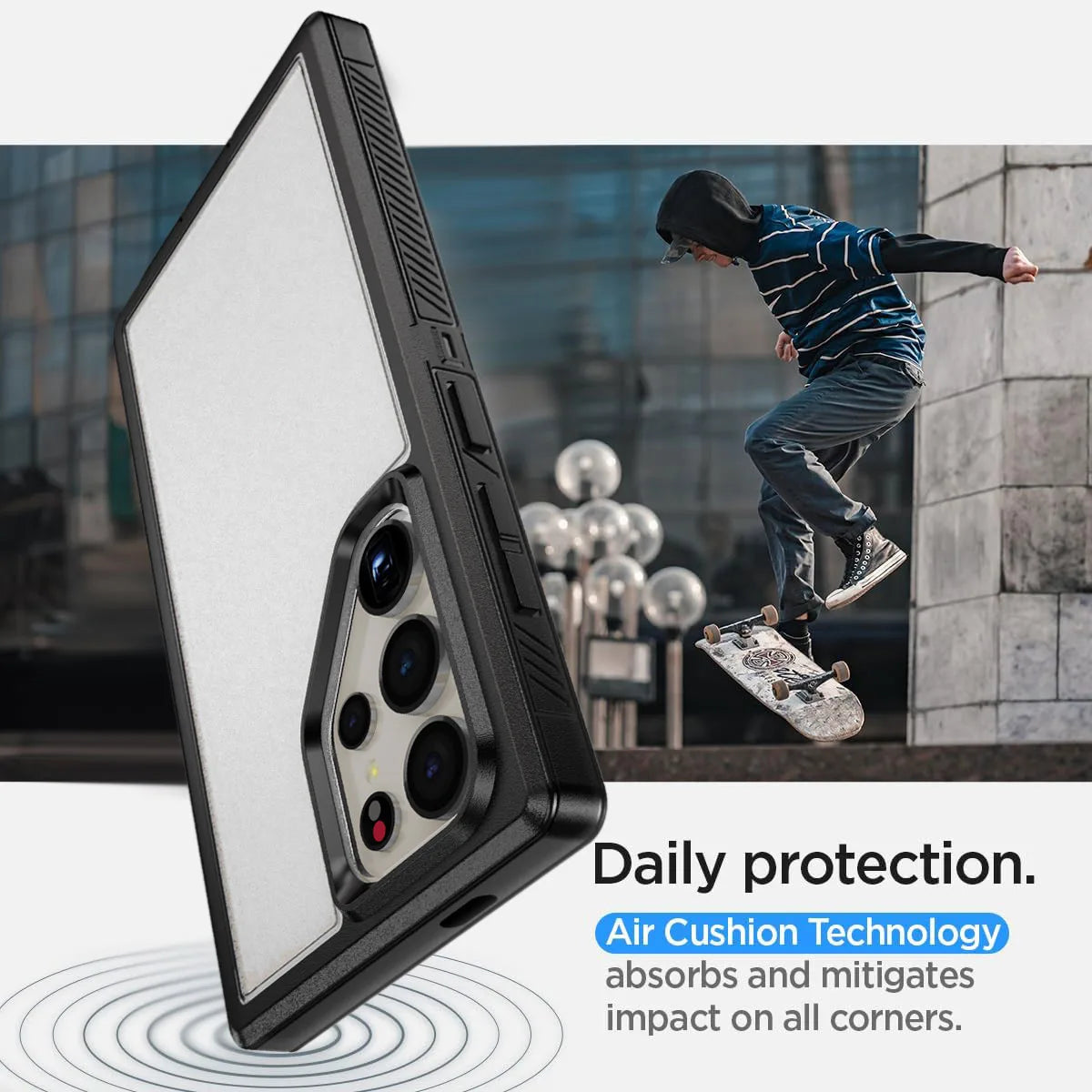 For Samsung Galaxy S24 Ultra 5G Dual Layer Case Slim Thin Hybrid Rugged Hard Shockproof Phone Cover Black Clear