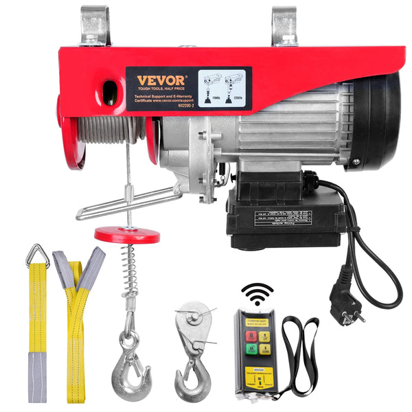 VEVOR 400-1000kg Electric Hoist Lifting Crane Cable Hoist Winch for Boat Car Garage Elevator with Wired Remote Control Lifter