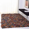 Leather Shag Collection Area Rug - 6' X 9', Multi, Hand-Knotted Modern Leather, Ideal For High Traffic Areas In Living Room,