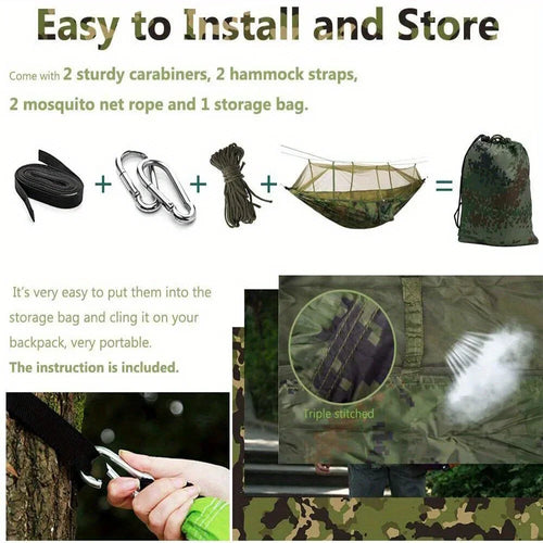 660lbs Portable Double Person Camping Hammock Tent with Mosquito Net Hanging Bed