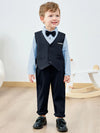 Toddler Baby Boy Suit Formal Wedding Outfits Gentleman Clothes Long Sleeve Shirt + Suspender Pants + Bowtie 1-5T