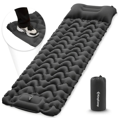 KingCamp Self Inflating Sleeping Pad, Ultralight Inflatable Sleeping Mat With Pillow Built-in Foot Pump For Hiking, Traveling