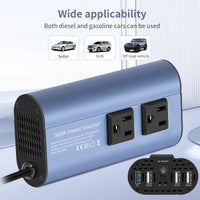 Modified Frequency Inverter Double receptacle 4USB 500W  DC12V To AC110V Ports Car Adapter Portable Inverter