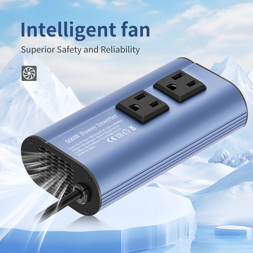 Modified Frequency Inverter Double receptacle 4USB 500W  DC12V To AC110V Ports Car Adapter Portable Inverter