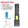 Rechargeable Super Bright Flashlight 7Modes High Lumens Tactical Flashlight Zoomable LED torch With COB Side Light and Display