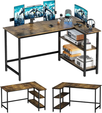 L Shaped Desk - 39" Home Office Computer Desk with Shelf, Gaming Desk Corner Table for Work, Writing and Study