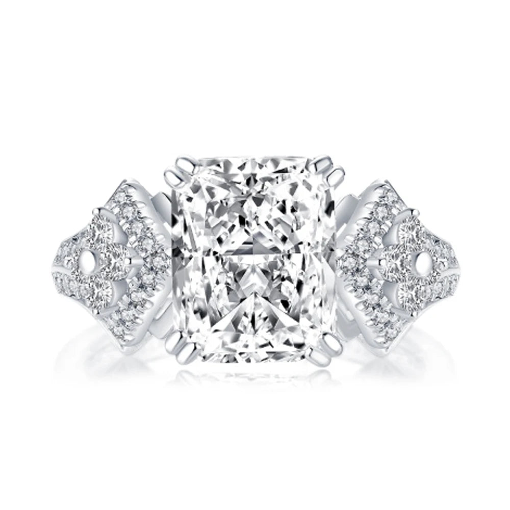Fashion 925 Sterling Silver Big Cushion Cut Ring Simulated Diamond Wedding Bridal Engagement Ring Jewelry Wedding Gift