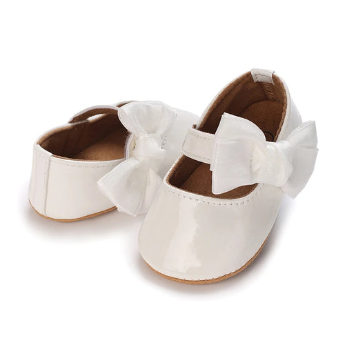 Adorable Baby Girls Bowknot Decor Soft Sole Flats Shoes with Non-Slip Bottoms for First Steps in Summer Princess Style