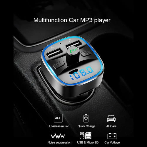 T25 Car Bluetooth 5.0 FM Transmitter MP3 Player Fast Charging Dual USB Charger