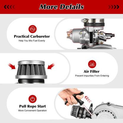 Pull Start Engine Motor Kit 49CC 2 Stroke for Pocket Bike Mini Dirt Bike  ATV or Scooter Single Cylinder