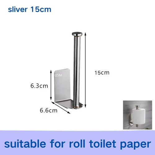 Self Adhesive Toilet Paper Towel Holder Punch-free Roll Paper Holder Kitchen Hook Storage Holder Stainless Steel Wall Mount Hook