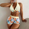 Shorts Bikinis Set  High Waist Swimsuit Women Swimwear 2 Pieces Plant Print Bathers Bathing Swim Suit Beachwear