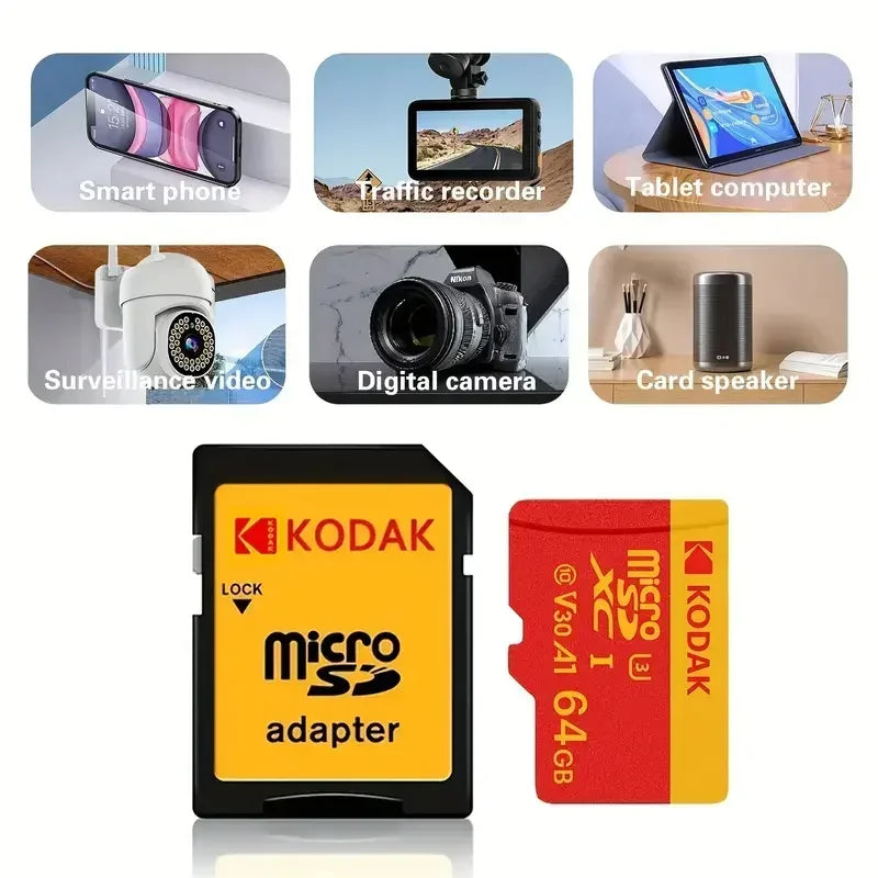 Kodak MicroSD Card RED Memory Card 32GB 64GB 128GB 256GB 512GB Class10 TF Flash Card SDXC U3 V30 4K High Speed for Phone