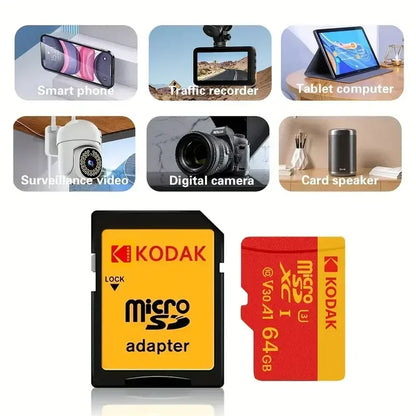 Kodak MicroSD Card RED Memory Card 32GB 64GB 128GB 256GB 512GB Class10 TF Flash Card SDXC U3 V30 4K High Speed for Phone