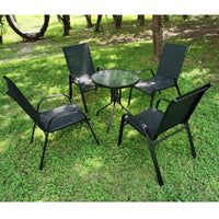4PCS Garden Chairs Steel-iron+Teslin Fabric Folding High Back Balcony Chair Camping Chair Outdoor Seating Group Black