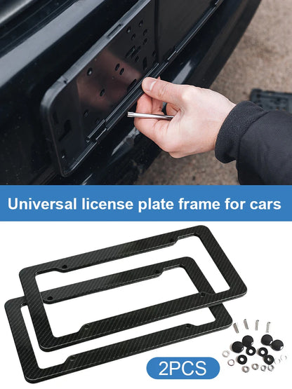 License Plate Label Cover License Plate Cover Black Car License Plate Frame Label Carbon Fiber Universal Auto Parts