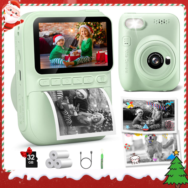 Gofunly 3.0" Kids Camera Instant Print, 1080P Digital Camera for Kids with 3 Rolls of Printer Paper, Kids Camera for 6-12 Years