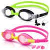 2 Pack Kids Swimming Goggles Age 3-14 Years Old Anti-fog 100% UV Protection Clear Vision No Leaking Quick Adjustable Strap