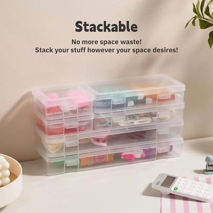 Stackable Clear Plastic Storage Box Containers with Latching Lid Art Craft Supplies Organizing Pencils Beads Jewelry LEGO