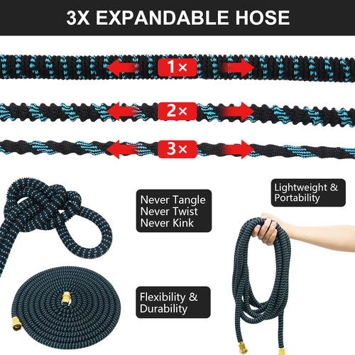 GardenJoy Expandable Garden Hose 3/4 in. x 50 ft. with 7 Function Spray Nozzle Magic Hose outdoor garden hose Water hose