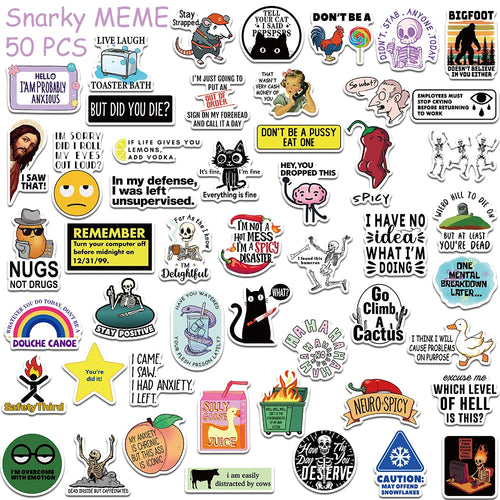 50/100pcs Cartoon Snarky MEME Stickers Decals For Phone Scrapbook Skateboard Suitcase Refrigerator Graffiti Aesthetic Stickers