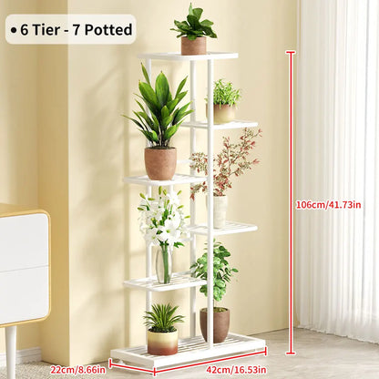 Plant Shelves Iron Potted Flower Plant Stand Rack Multiple Flower Pot Holder Shelf Indoor Outdoor Planter Display Organizer