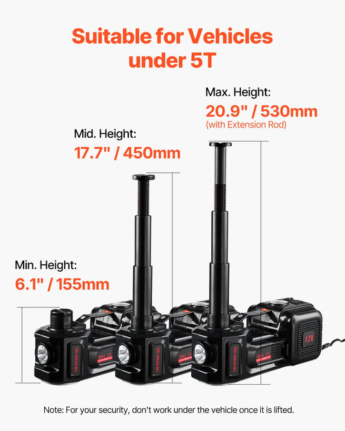 VEVOR 5T Electric Car Jack Electric Scissor Jack 12V Tire Changer with Electric Impact Wrench & LED Light for Sedan, SUV, Truck