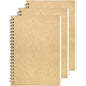 Blank Spiral Notebook, 3-Pack, Soft Cover, Sketch book, 100 Pages / 50 Sheets, 7.5 inch x 5.1 inch, 100GSM, (Brown)