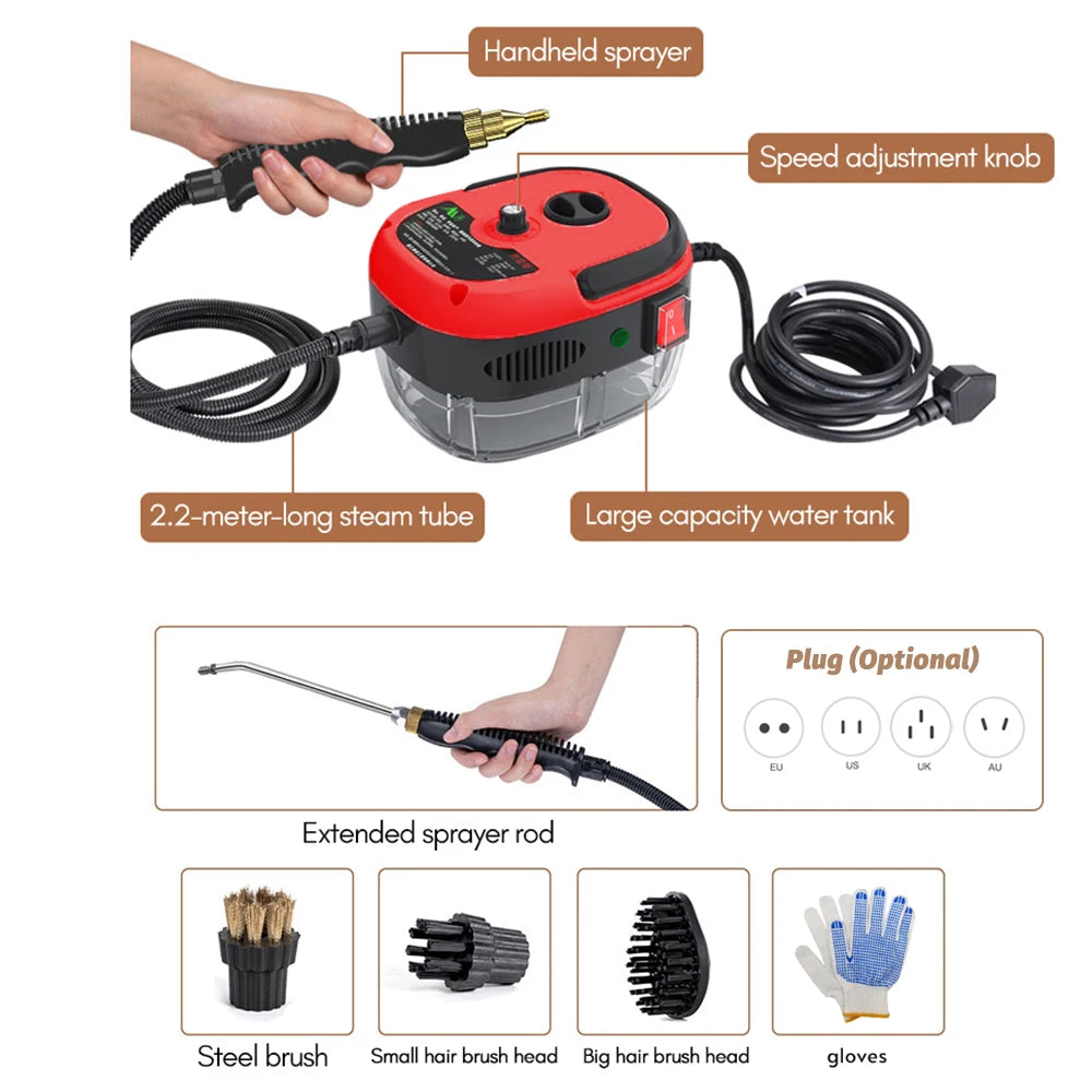2500W Portable Handheld Steam Cleaner High Temperature Pressurized Steam Cleaning Machine for Kitchen Furniture Bathroom Car