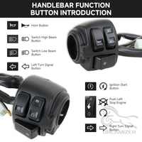 Motorcycle Black Chrome 1" 25mm Handlebar Turn Signal Control Switch For Harley XL883 Sportster Dyna V-ROD Softail