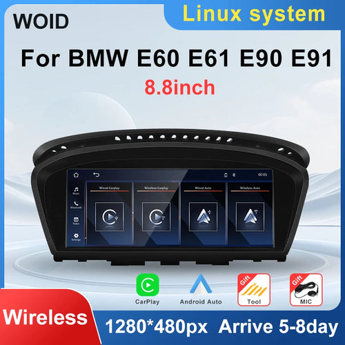 8.8"Touch Screen Display For BMW 3/5 Series E60 E61 E90 E91 CCC CIC 2005-2012Wireless Carplay Android Auto Car Multimedia Player