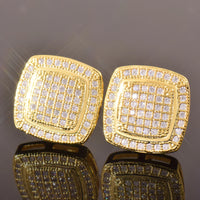 CUC 12MM Square Stud Earring Iced Out Cubic Zirconia Women Screw/Push Men Earrings Hip Hop Jewelry Fashion Gift