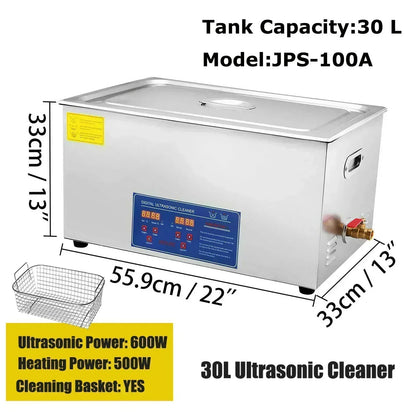 VEVOR Ultrasonic Cleaner 2L 3L 6L 10L 15L 22L 30L Digital Timer Stainless Steel Bath Jewelry Glasses Watch Cleaning Machine