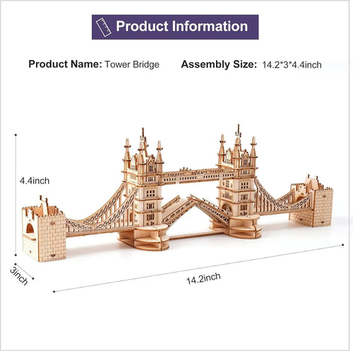 Robotime 3D Puzzle Wooden Kits DIY Tower Bridge Big Ben Set  Eiffel Tower Model Kit Home Decor Birthday Gifts