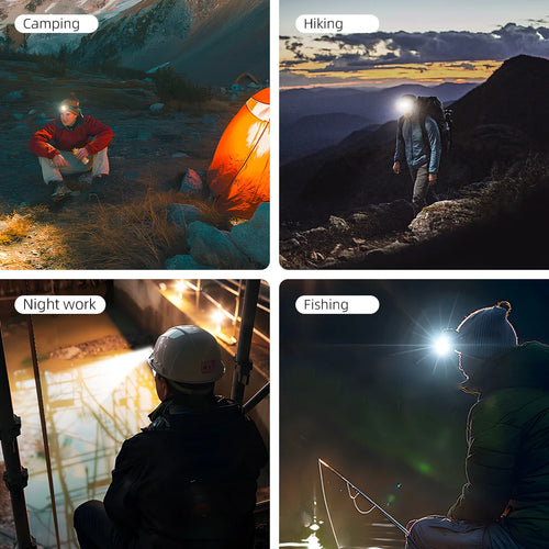 WARSUN Rechargeable Headlamp, 8 Modes LED Head Lamp with Motion Sensor,LED Head Light with White Red Light for Night Running