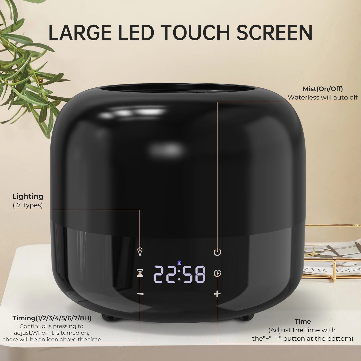 Sejoy Air Humidifier Aroma Diffuser 1-8 HourTimer, 7 Atmosphere Lights Room Ultrasonic Cool Mist Top Fill Humidifier