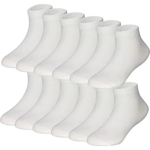 6 Pairs of White, Breathable Sports and Leisure Cotton Socks for Men's Sizes 36 - 42