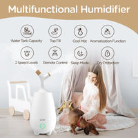 SEJOY Humidifiers for Large Room 5L Ultrasonic Cool Mist Humidifier for Bedroom Ultra Quiet Top Fill Air Humidifier for Baby