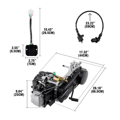 Samger Scooter 150CC 4 Stroke Engine GY6 11inch Long Shaft Air Cooling Motorcycle Go Kart Moto Motor CVT ATV Complete Engine