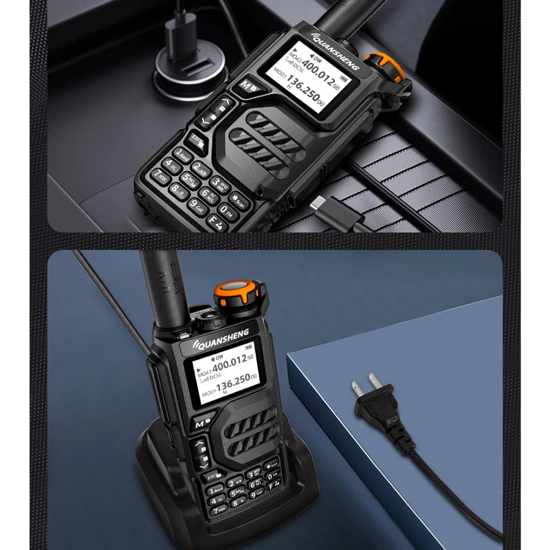 UVK5 AM/FM/DTMF walkie Talkie 200 Channel Type-C Charging Three Frequency Receiving walkie Talkie NOAA Weather Forecast, with Fl