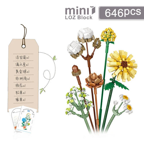 LOZ Flower Bouquet Building Blocks Kit DIY Flowers Block Toys Set Valentine's Day Rose Bricks Set Gift for Girls Friends adults