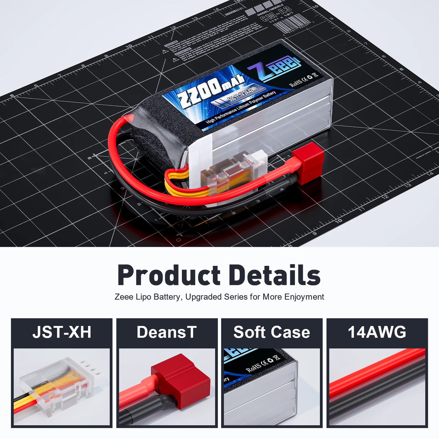 2pcs Zeee 3S 2200mAh Shorty Lipo Battery 11.1V 50C with T/XT60 Plug for RC Car Truck Drone Airplane FPV RC Hobby Models Parts