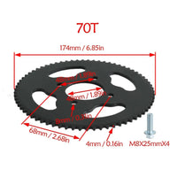 219 Chain Rear Sprocket 76T / Reinforced 219H Kart Driven Chain 112 Links  For Go Kart Racing Kart  Drift Trike  Dirt