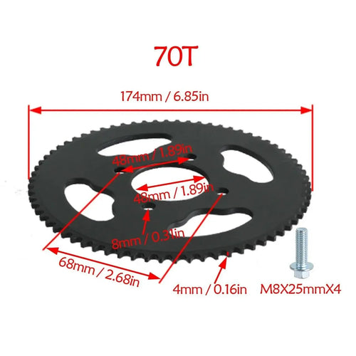 219 Chain Rear Sprocket 76T / Reinforced 219H Kart Driven Chain 112 Links  For Go Kart Racing Kart  Drift Trike  Dirt