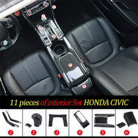 Carbon Fiber Car Gear Panel Trim Shift Panel Central Armest Box Decor Cover for Honda Civic 10th 2016-2020 Car Accessories