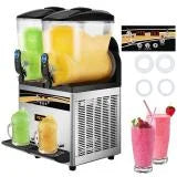 VEVOR Commercial Slushy Machine 15Lx2 Tank Margarita Maker 1000W Stainless Steel Smoothie Frozen Drink Maker for Supermarkets