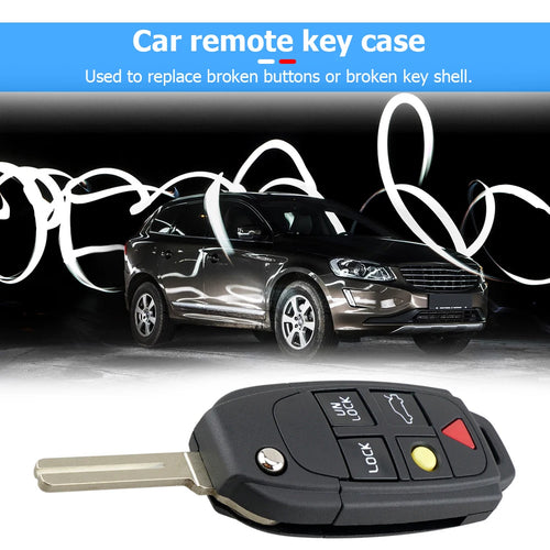 5 Buttons Flip Remote Key Case FOB Replacement Fit for VOLVO S60 2000-2009 / S80 1999-2006 /V70 2000-2007 XC90 2002-2013 Car Key